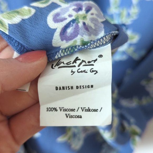 Jackpot by Carli Gry 90's Vintage Floral Sleeveless Sheath Maxi Dress Blue 1 - Picture 6 of 14